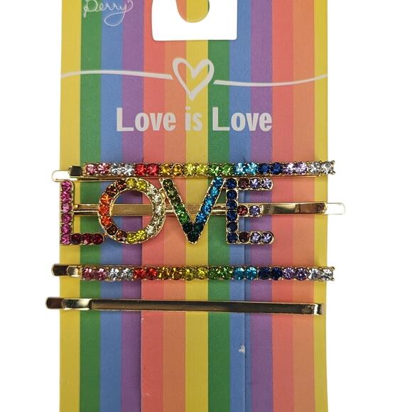 Berry Love Rhinestone Sparkle Barrettes Hair Slides Clips Set - Picture 4 of 4